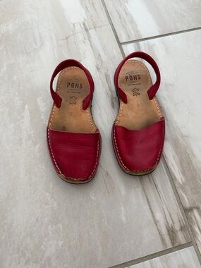 PONS Red Kids Leather Sandals